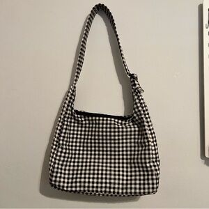 Baggu Large Nylon Shoulder Bag Black & White Gingham